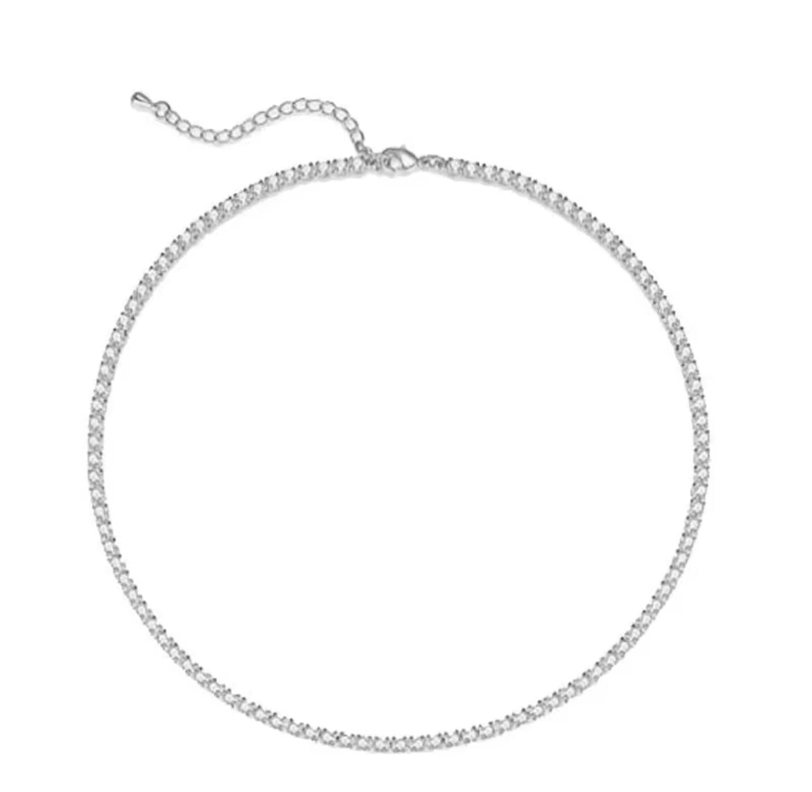 LAYAL SILVER TENNIS NECKLACE