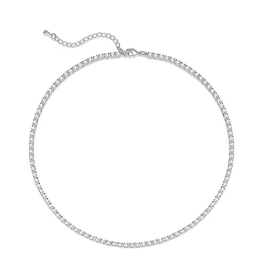 LAYAL SILVER TENNIS NECKLACE