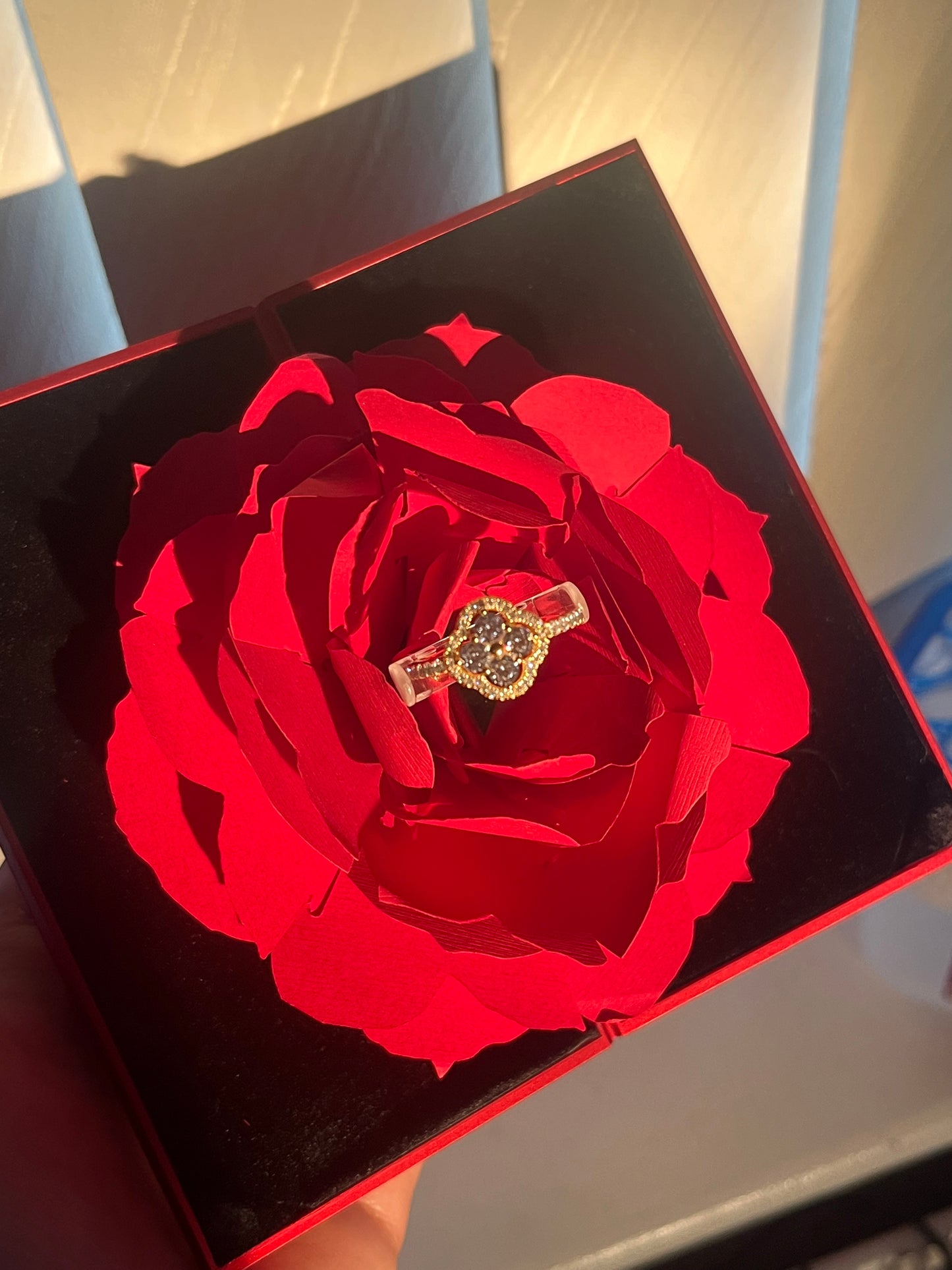 RISHA 5A CZ CLOVER RING S925 18K GOLD PLATED