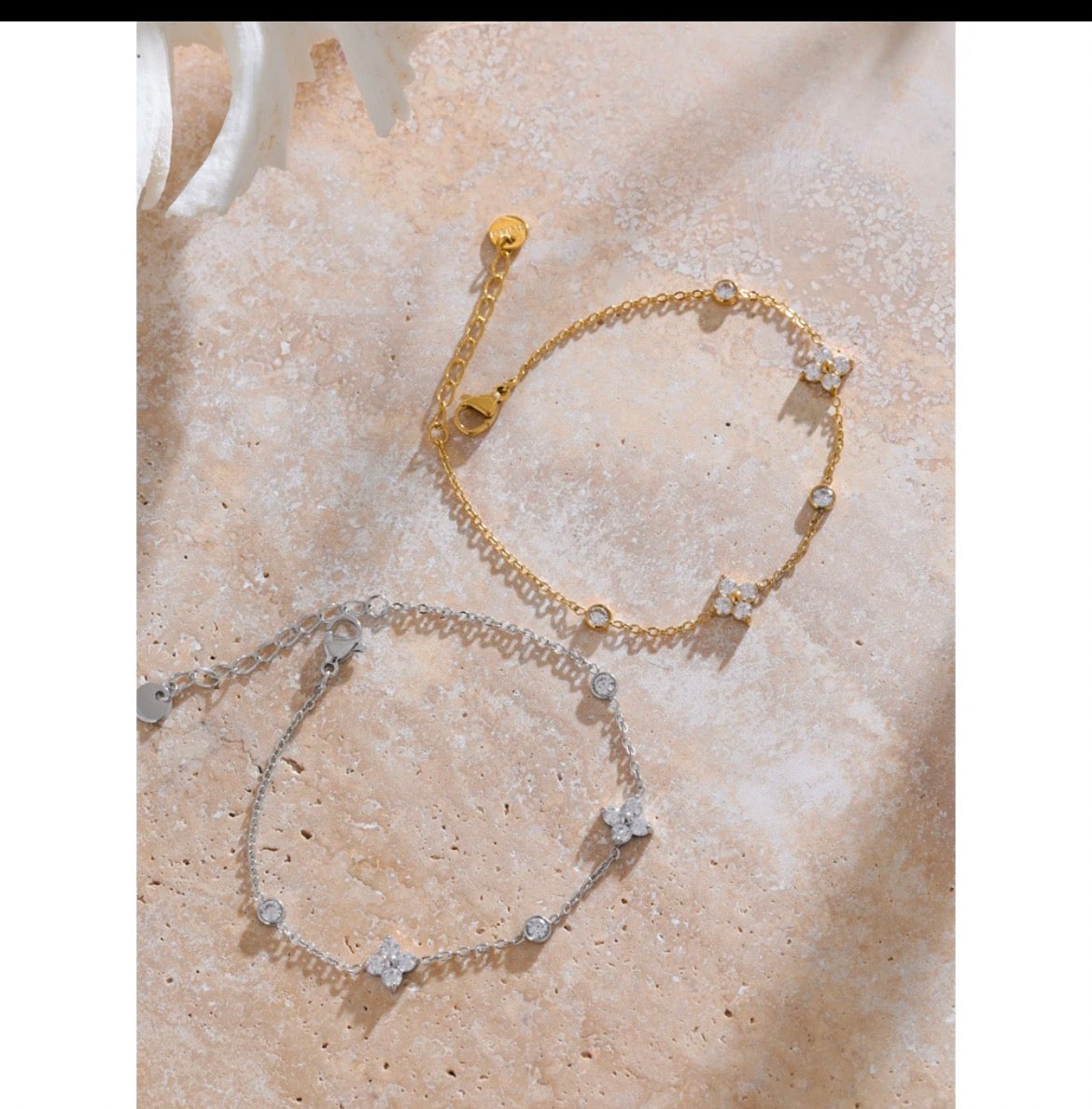 Ayma gold dainty s925 clover bracelet