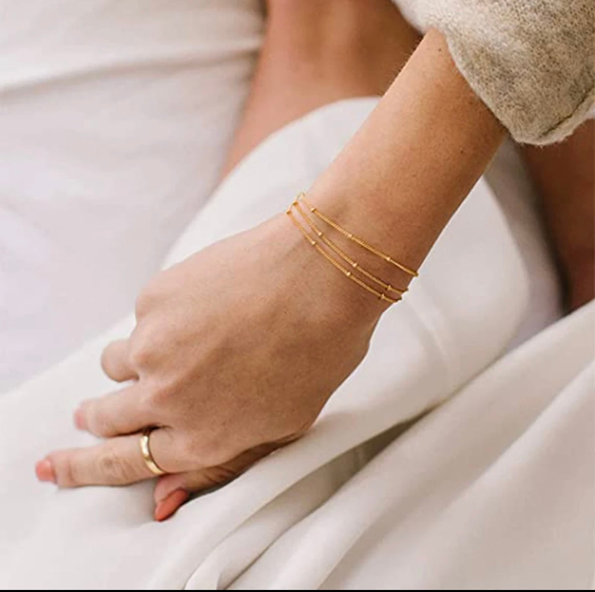 Triple layer beaded dainty bracelet