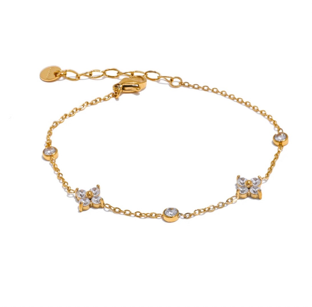 Ayma gold dainty s925 clover bracelet