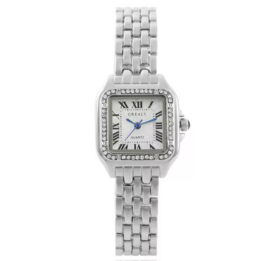 Mahnoor silver diamond watch (pre order shipped in 15 days )