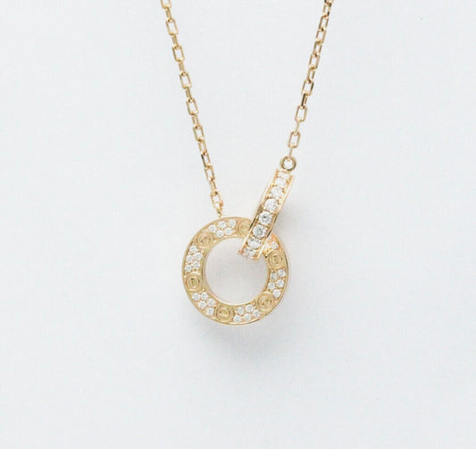 Diamond interlocked stamp necklace (shipped in 15 days pre order )