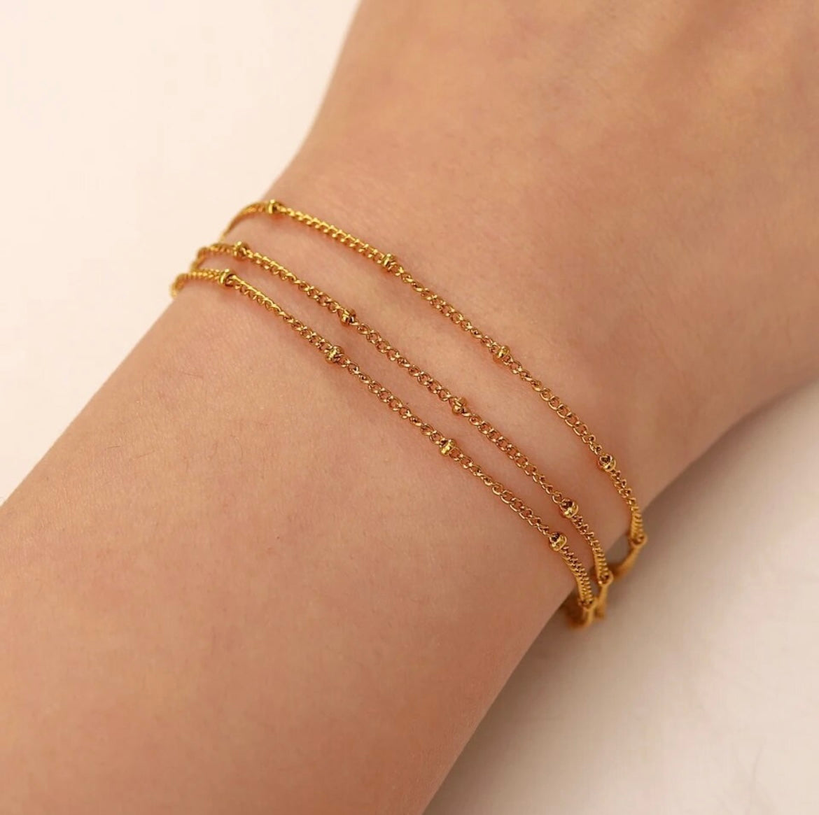 Triple layer beaded dainty bracelet