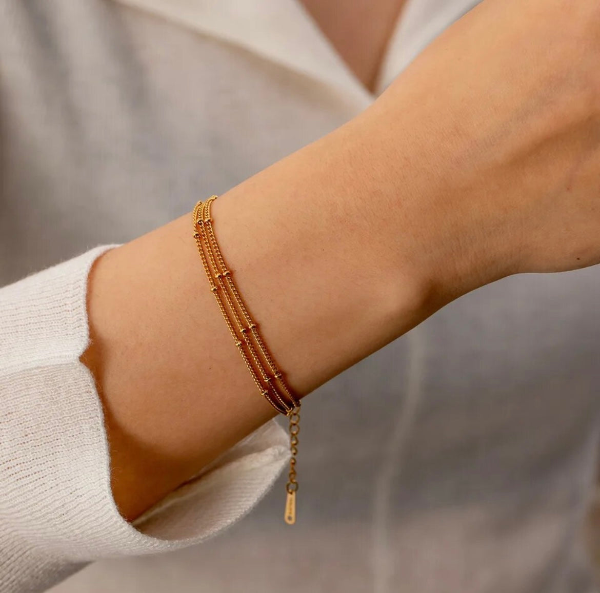 Triple layer beaded dainty bracelet