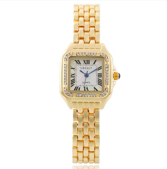 Mahnoor gold diamond watch(pre order shipped in 15 days)