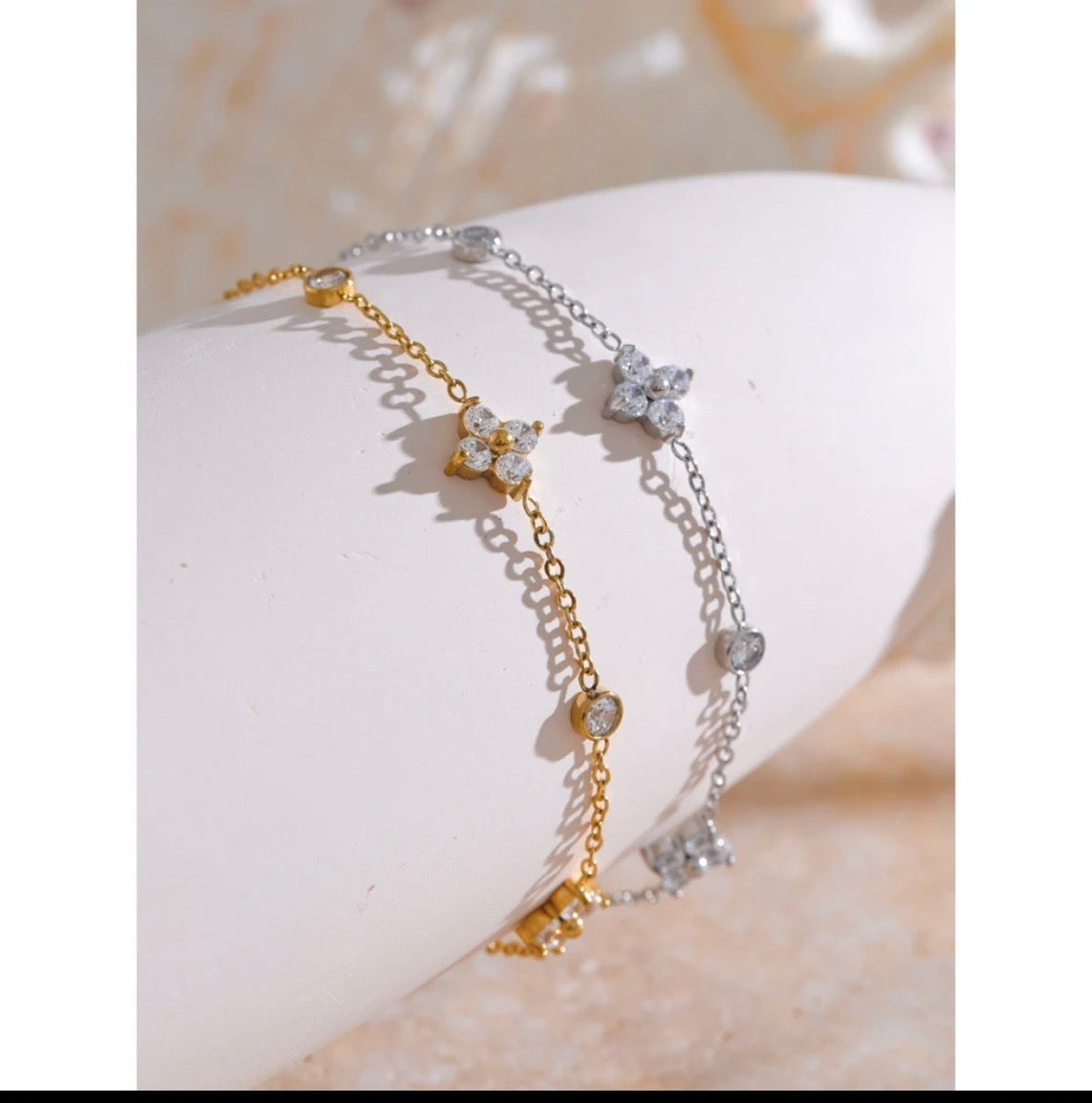 Ayma gold dainty s925 clover bracelet