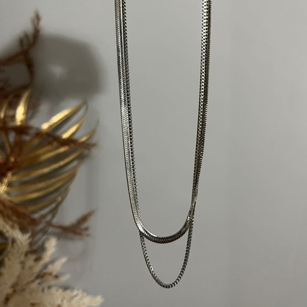 Silver Serena Hypoallergenic Steel Double Necklace