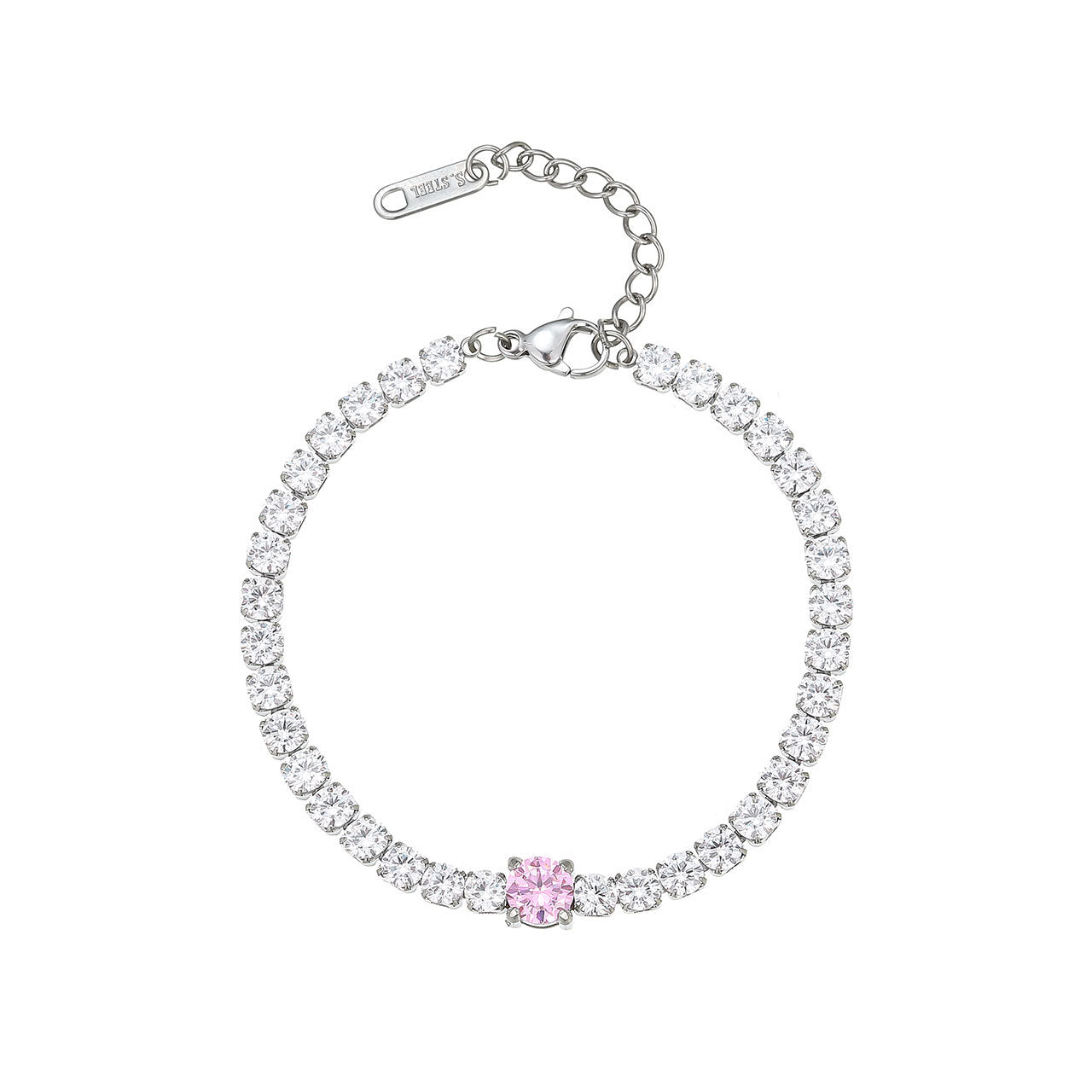 Hibaa classic pink ICE diamond bracelet stainless steel